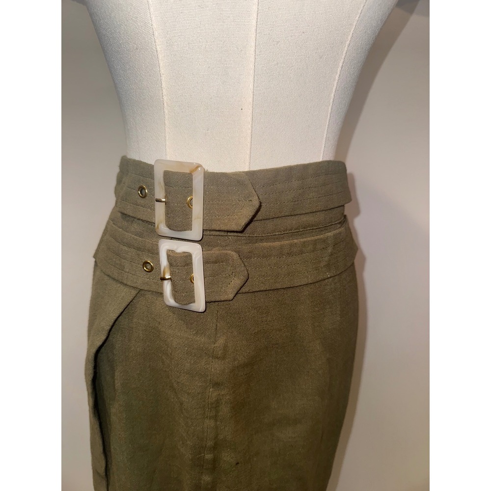 Olive Green Wrap Skirt With Matching Crop Top - Picture 6 of 11